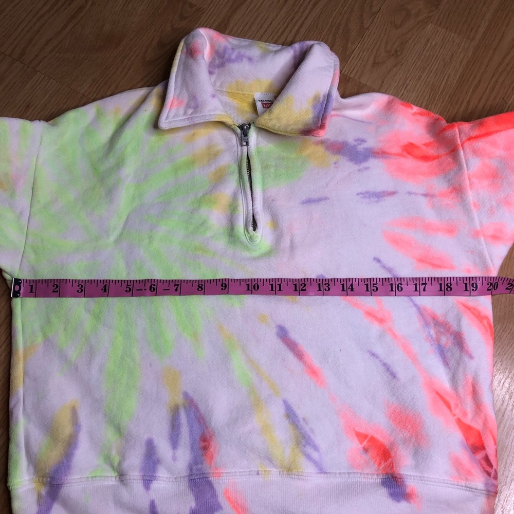 RE/DONE x Hanes 70s Tie-dyed Cotton-Jersey Quarter Zip Sweatshirt - Picture 5 of 8